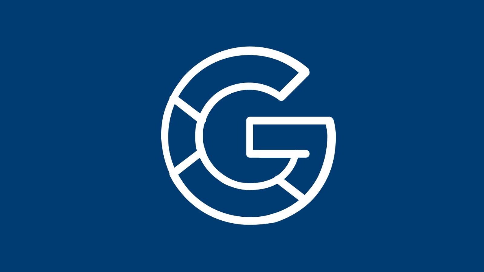 Google icon outlined in white on dark blue background.